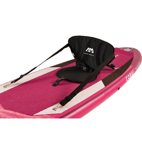 Model number BT-21COP. Inflatable paddle board Aqua marina Coral. Inflatable paddle board including pump, carrying bag, leash, paddle. Kayak seat for paddle board.