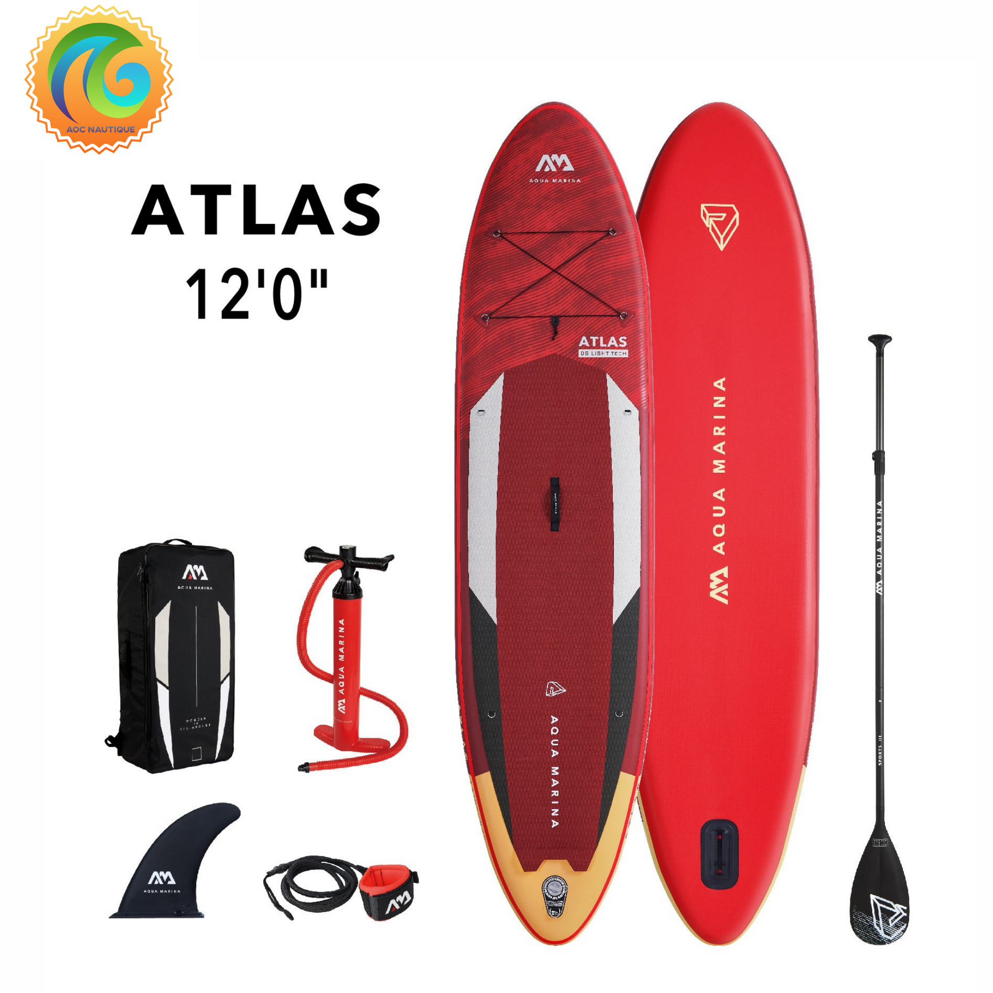 Achat et vente de Paddle board Aquamarina Atlas # BT-19ATP incluant les accessoires.  Meilleur prix au Québec sur ce sup.  